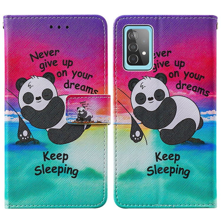 For Samsung Galaxy A52 5G / 4G Cross Texture Painting Pattern Horizontal Flip Leather Case with Holder & Card Slots & Wallet & Lanyard