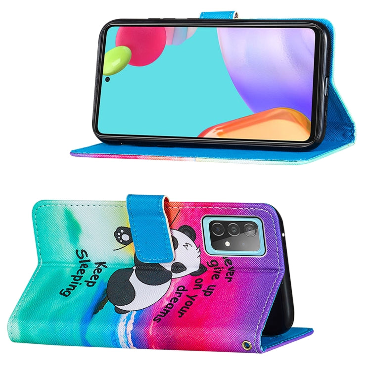 For Samsung Galaxy A52 5G / 4G Cross Texture Painting Pattern Horizontal Flip Leather Case with Holder & Card Slots & Wallet & Lanyard