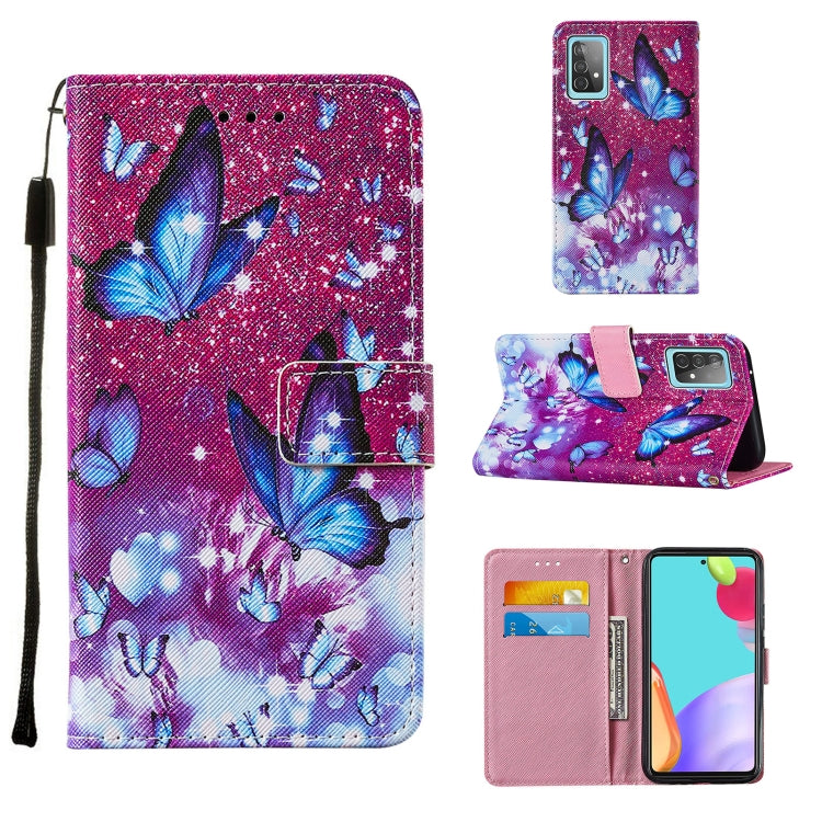 For Samsung Galaxy A52 5G / 4G Cross Texture Painting Pattern Horizontal Flip Leather Case with Holder & Card Slots & Wallet & Lanyard