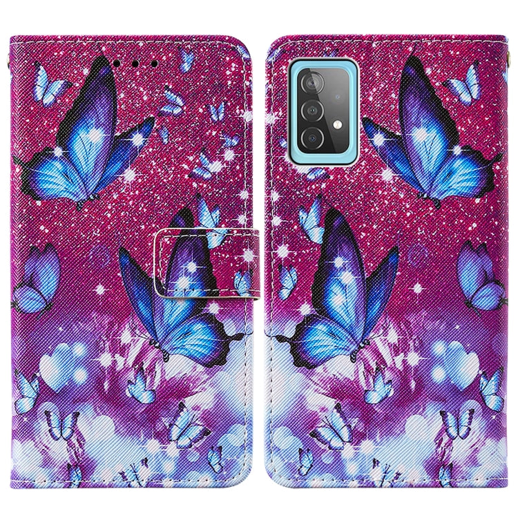 For Samsung Galaxy A52 5G / 4G Cross Texture Painting Pattern Horizontal Flip Leather Case with Holder & Card Slots & Wallet & Lanyard