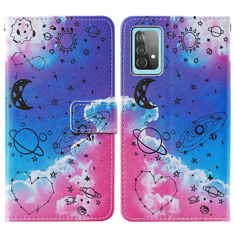 For Samsung Galaxy A52 5G / 4G Cross Texture Painting Pattern Horizontal Flip Leather Case with Holder & Card Slots & Wallet & Lanyard