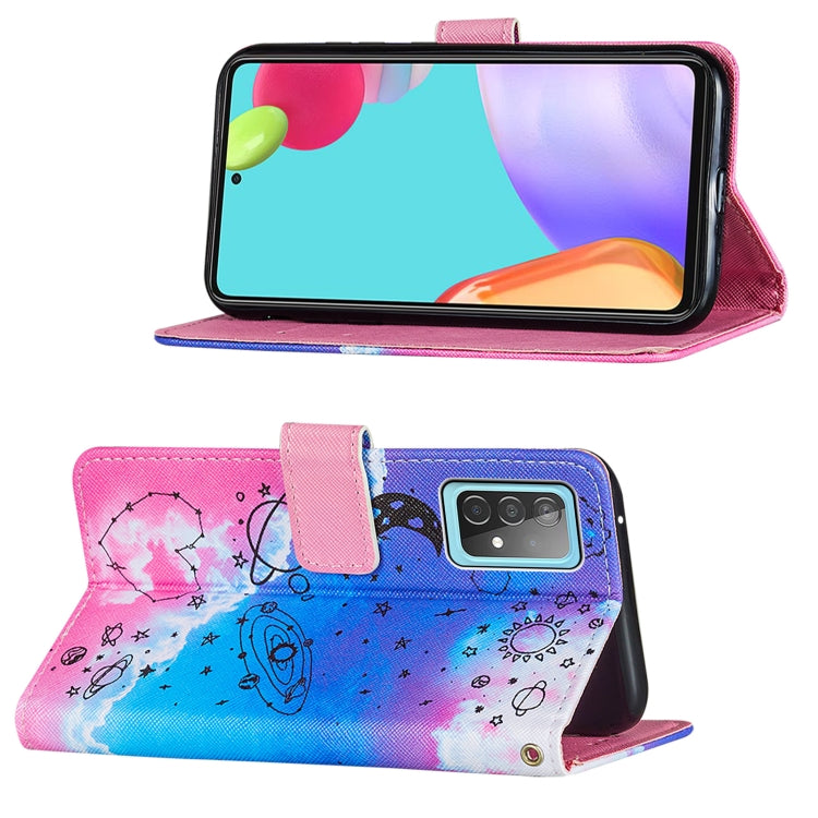 For Samsung Galaxy A52 5G / 4G Cross Texture Painting Pattern Horizontal Flip Leather Case with Holder & Card Slots & Wallet & Lanyard