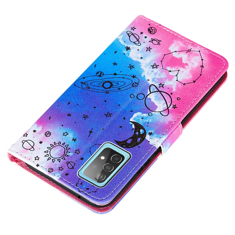 For Samsung Galaxy A52 5G / 4G Cross Texture Painting Pattern Horizontal Flip Leather Case with Holder & Card Slots & Wallet & Lanyard