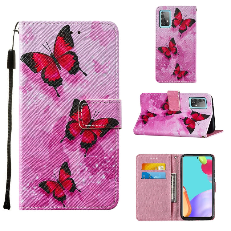 For Samsung Galaxy A52 5G / 4G Cross Texture Painting Pattern Horizontal Flip Leather Case with Holder & Card Slots & Wallet & Lanyard