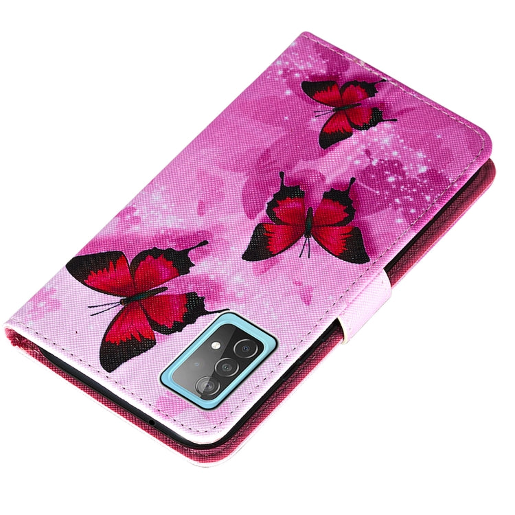 For Samsung Galaxy A52 5G / 4G Cross Texture Painting Pattern Horizontal Flip Leather Case with Holder & Card Slots & Wallet & Lanyard