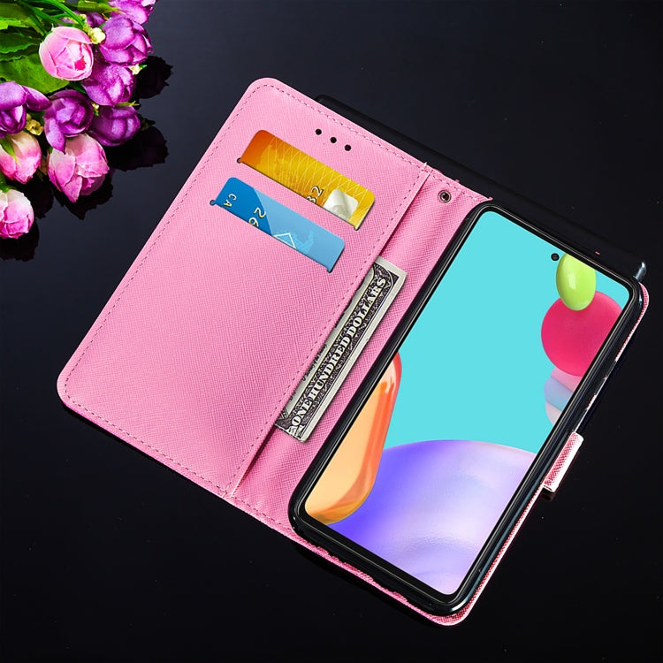 For Samsung Galaxy A52 5G / 4G Cross Texture Painting Pattern Horizontal Flip Leather Case with Holder & Card Slots & Wallet & Lanyard