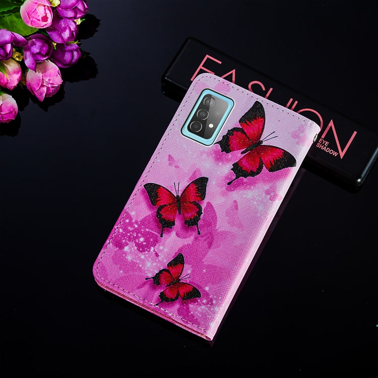 For Samsung Galaxy A52 5G / 4G Cross Texture Painting Pattern Horizontal Flip Leather Case with Holder & Card Slots & Wallet & Lanyard