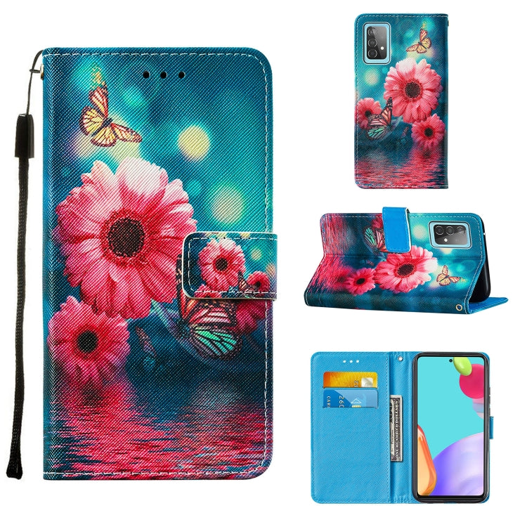 For Samsung Galaxy A52 5G / 4G Cross Texture Painting Pattern Horizontal Flip Leather Case with Holder & Card Slots & Wallet & Lanyard