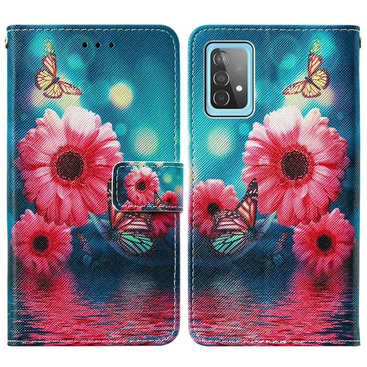 For Samsung Galaxy A52 5G / 4G Cross Texture Painting Pattern Horizontal Flip Leather Case with Holder & Card Slots & Wallet & Lanyard