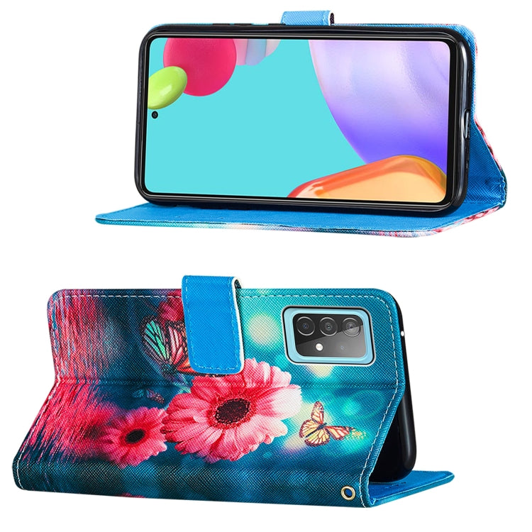 For Samsung Galaxy A52 5G / 4G Cross Texture Painting Pattern Horizontal Flip Leather Case with Holder & Card Slots & Wallet & Lanyard