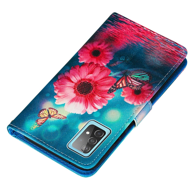 For Samsung Galaxy A52 5G / 4G Cross Texture Painting Pattern Horizontal Flip Leather Case with Holder & Card Slots & Wallet & Lanyard
