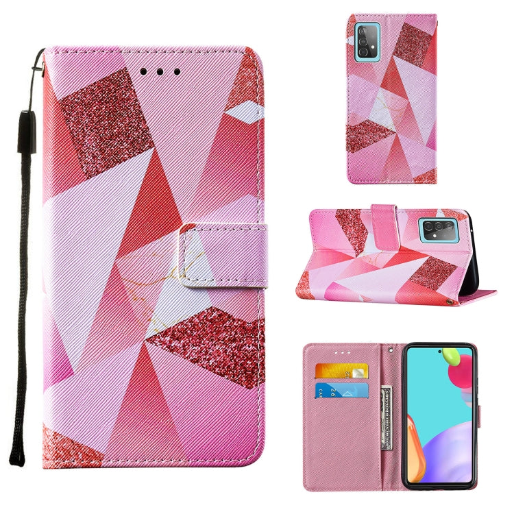 For Samsung Galaxy A52 5G / 4G Cross Texture Painting Pattern Horizontal Flip Leather Case with Holder & Card Slots & Wallet & Lanyard