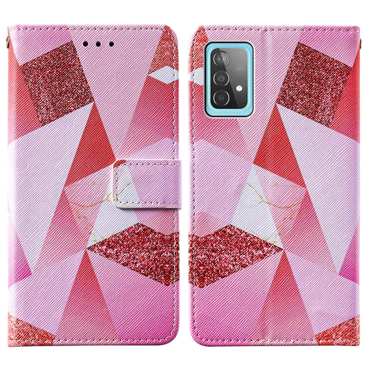 For Samsung Galaxy A52 5G / 4G Cross Texture Painting Pattern Horizontal Flip Leather Case with Holder & Card Slots & Wallet & Lanyard