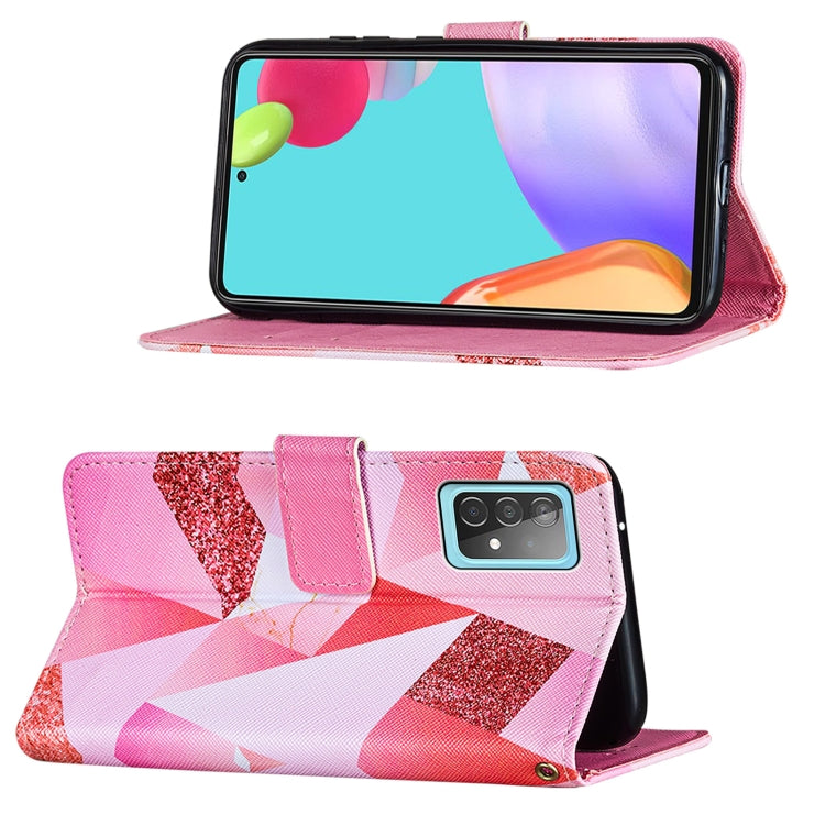 For Samsung Galaxy A52 5G / 4G Cross Texture Painting Pattern Horizontal Flip Leather Case with Holder & Card Slots & Wallet & Lanyard