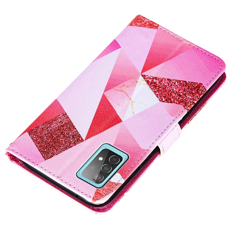 For Samsung Galaxy A52 5G / 4G Cross Texture Painting Pattern Horizontal Flip Leather Case with Holder & Card Slots & Wallet & Lanyard