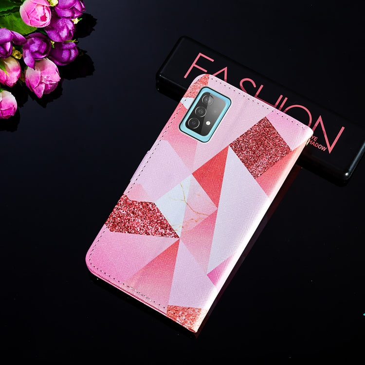 For Samsung Galaxy A52 5G / 4G Cross Texture Painting Pattern Horizontal Flip Leather Case with Holder & Card Slots & Wallet & Lanyard