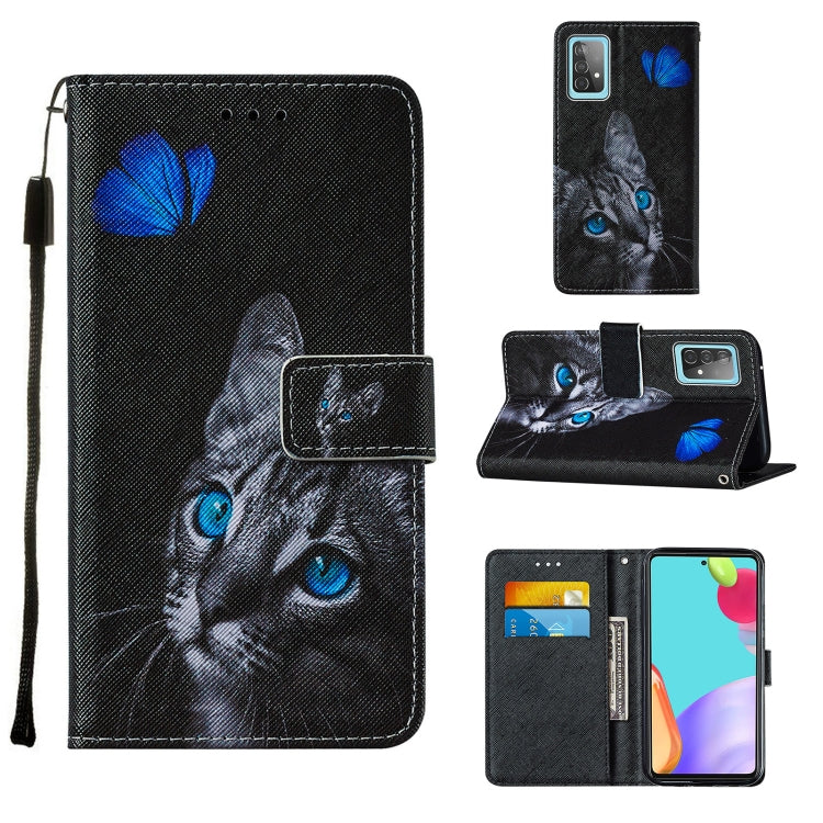 For Samsung Galaxy A52 5G / 4G Cross Texture Painting Pattern Horizontal Flip Leather Case with Holder & Card Slots & Wallet & Lanyard