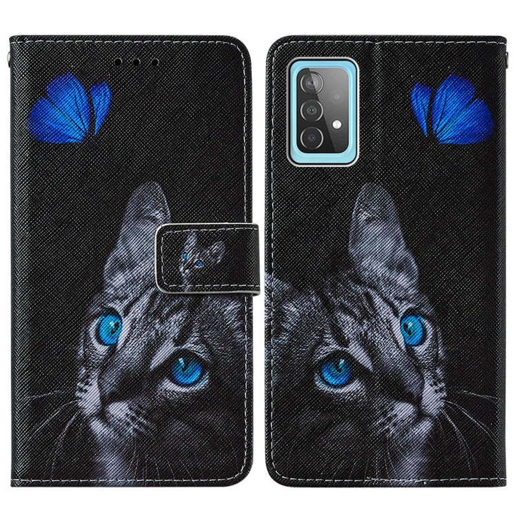 For Samsung Galaxy A52 5G / 4G Cross Texture Painting Pattern Horizontal Flip Leather Case with Holder & Card Slots & Wallet & Lanyard