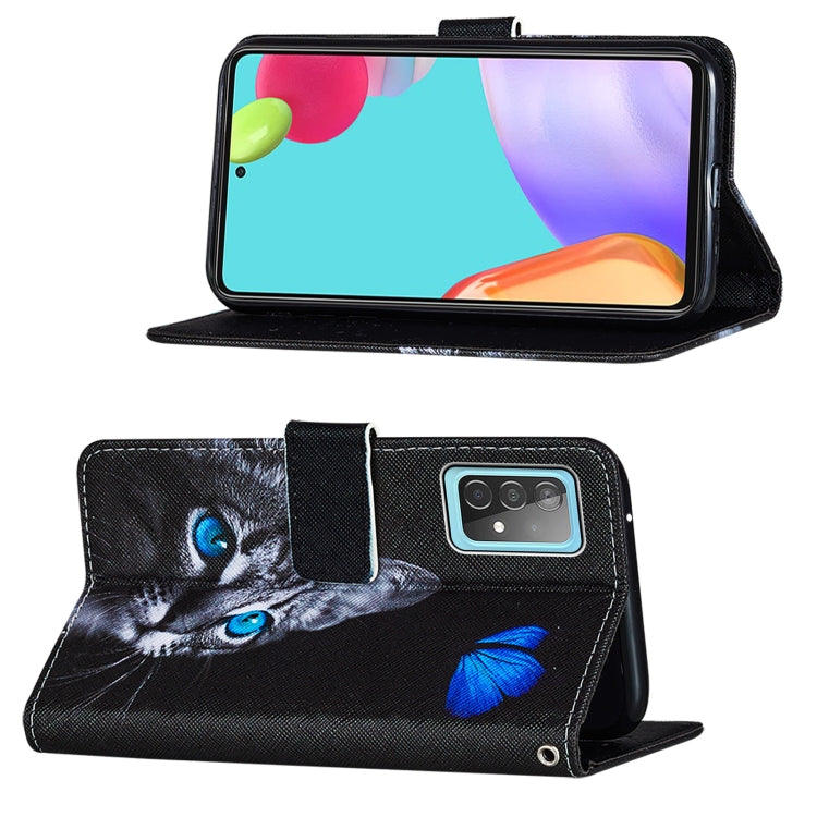 For Samsung Galaxy A52 5G / 4G Cross Texture Painting Pattern Horizontal Flip Leather Case with Holder & Card Slots & Wallet & Lanyard