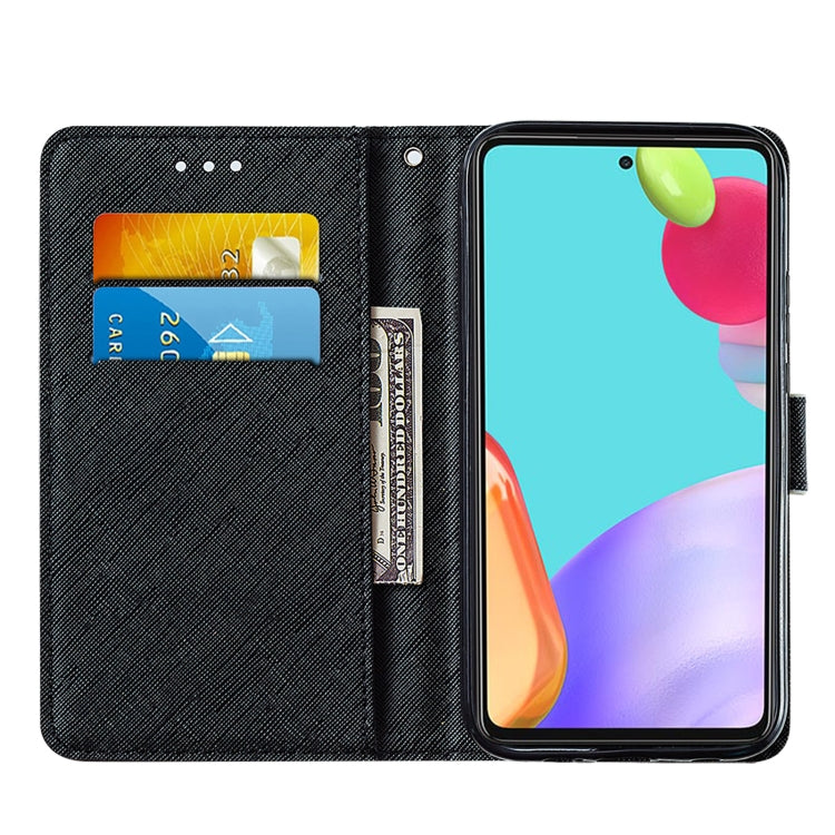 For Samsung Galaxy A52 5G / 4G Cross Texture Painting Pattern Horizontal Flip Leather Case with Holder & Card Slots & Wallet & Lanyard