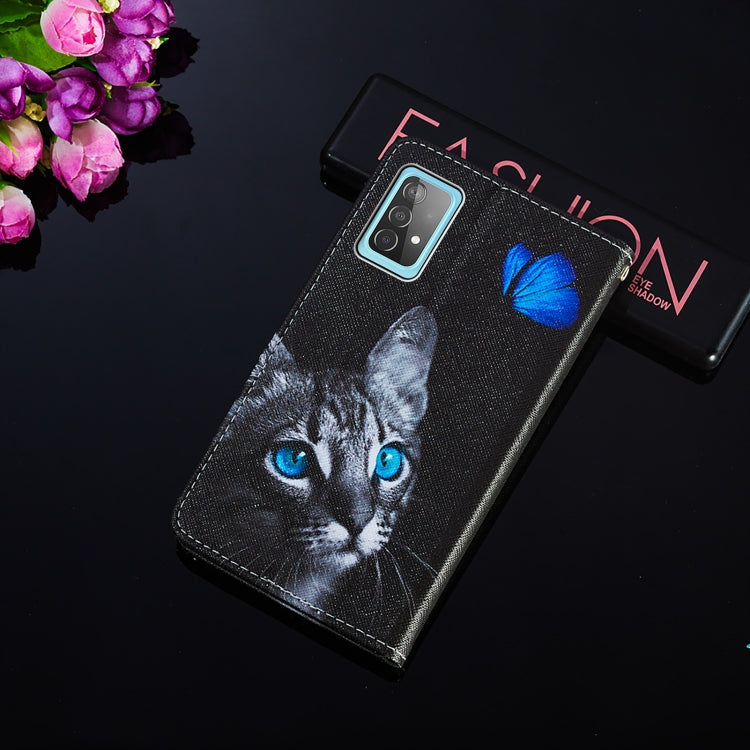 For Samsung Galaxy A52 5G / 4G Cross Texture Painting Pattern Horizontal Flip Leather Case with Holder & Card Slots & Wallet & Lanyard