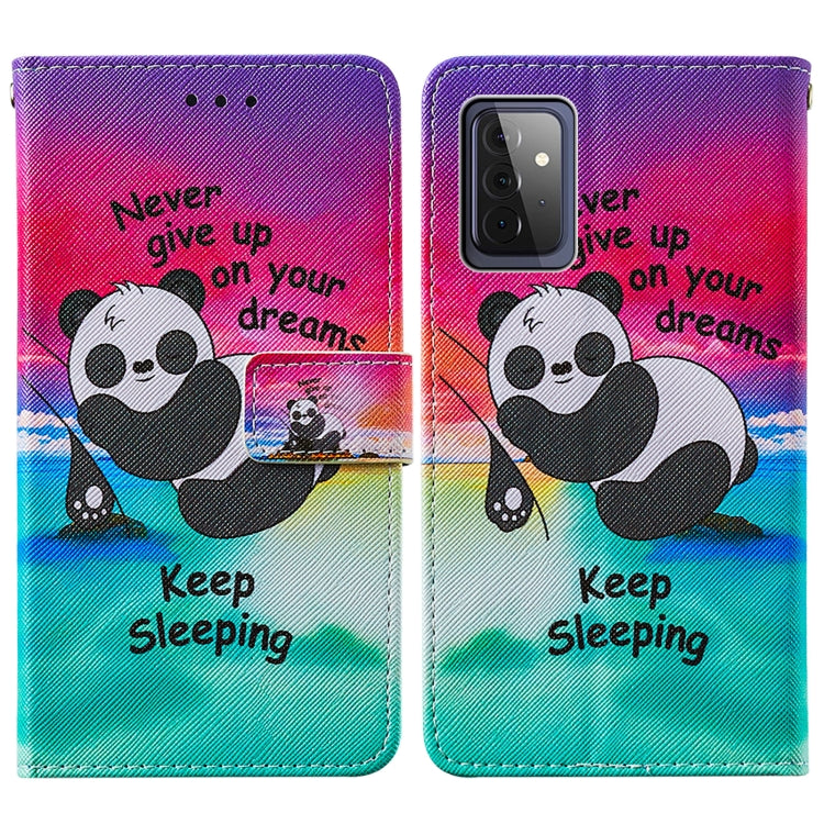For Samsung Galaxy A72 5G / 4G Cross Texture Painting Pattern Horizontal Flip Leather Case with Holder & Card Slots & Wallet & Lanyard