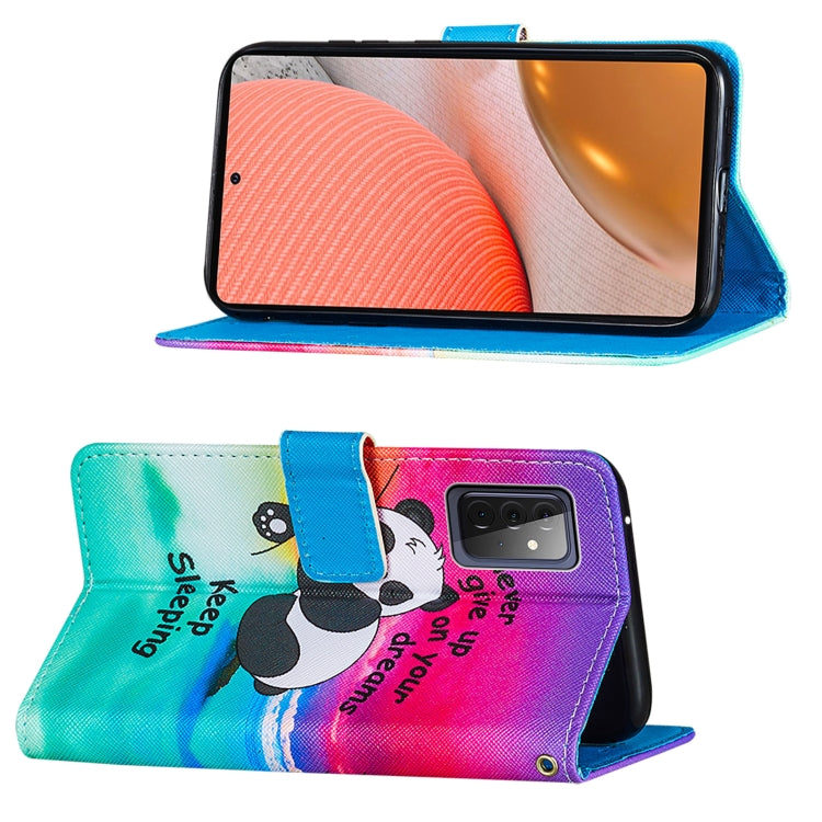 For Samsung Galaxy A72 5G / 4G Cross Texture Painting Pattern Horizontal Flip Leather Case with Holder & Card Slots & Wallet & Lanyard