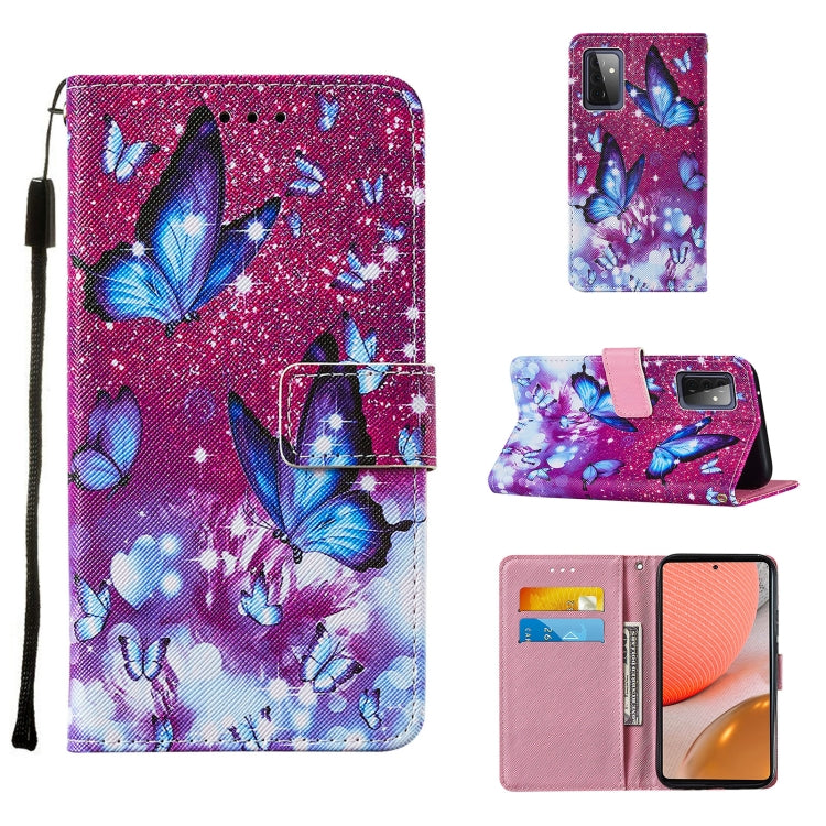For Samsung Galaxy A72 5G / 4G Cross Texture Painting Pattern Horizontal Flip Leather Case with Holder & Card Slots & Wallet & Lanyard