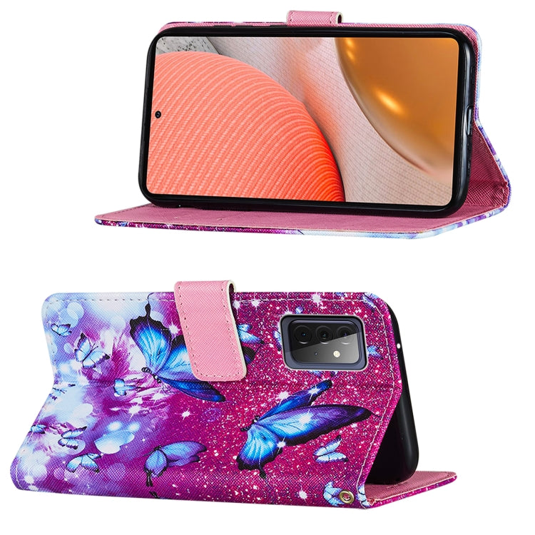For Samsung Galaxy A72 5G / 4G Cross Texture Painting Pattern Horizontal Flip Leather Case with Holder & Card Slots & Wallet & Lanyard