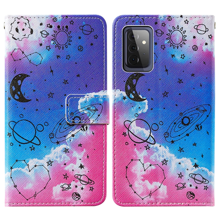 For Samsung Galaxy A72 5G / 4G Cross Texture Painting Pattern Horizontal Flip Leather Case with Holder & Card Slots & Wallet & Lanyard