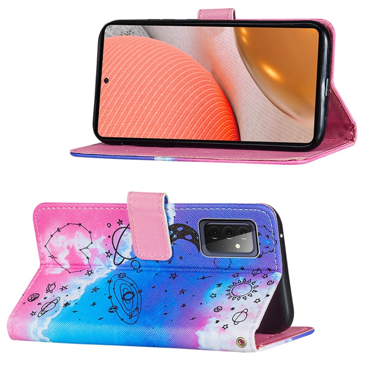 For Samsung Galaxy A72 5G / 4G Cross Texture Painting Pattern Horizontal Flip Leather Case with Holder & Card Slots & Wallet & Lanyard