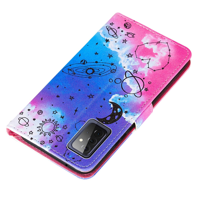 For Samsung Galaxy A72 5G / 4G Cross Texture Painting Pattern Horizontal Flip Leather Case with Holder & Card Slots & Wallet & Lanyard