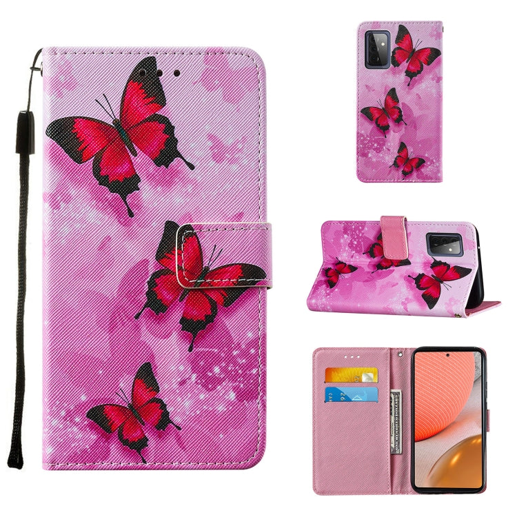 For Samsung Galaxy A72 5G / 4G Cross Texture Painting Pattern Horizontal Flip Leather Case with Holder & Card Slots & Wallet & Lanyard