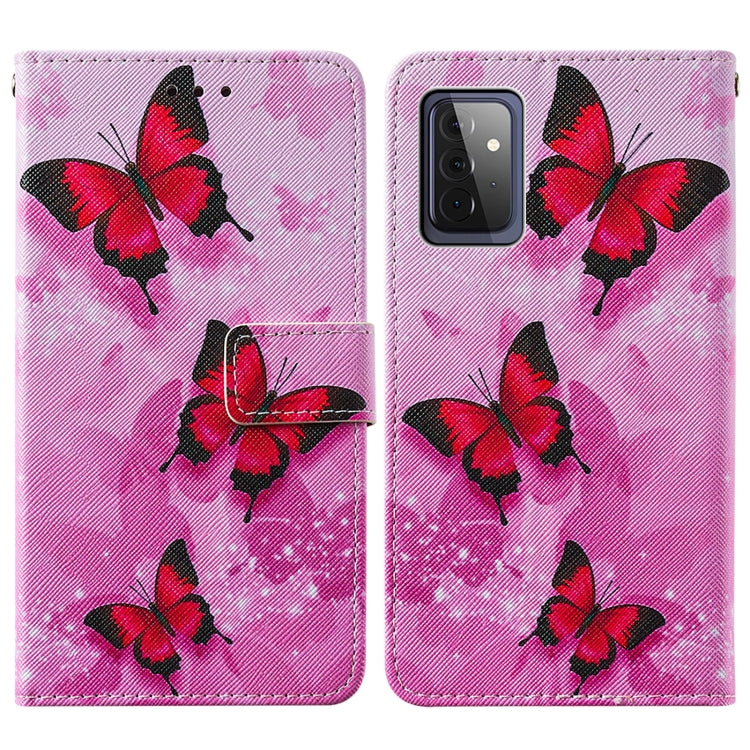 For Samsung Galaxy A72 5G / 4G Cross Texture Painting Pattern Horizontal Flip Leather Case with Holder & Card Slots & Wallet & Lanyard