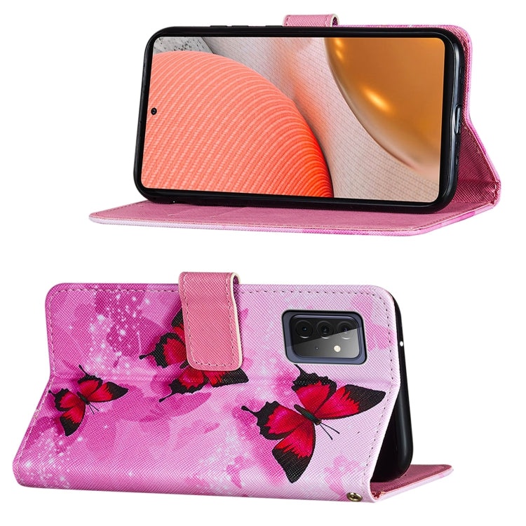For Samsung Galaxy A72 5G / 4G Cross Texture Painting Pattern Horizontal Flip Leather Case with Holder & Card Slots & Wallet & Lanyard