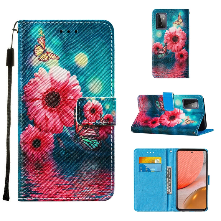 For Samsung Galaxy A72 5G / 4G Cross Texture Painting Pattern Horizontal Flip Leather Case with Holder & Card Slots & Wallet & Lanyard
