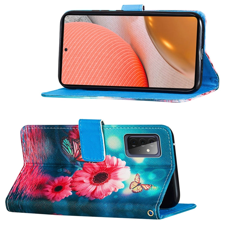 For Samsung Galaxy A72 5G / 4G Cross Texture Painting Pattern Horizontal Flip Leather Case with Holder & Card Slots & Wallet & Lanyard
