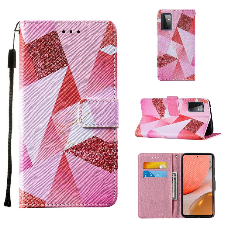 For Samsung Galaxy A72 5G / 4G Cross Texture Painting Pattern Horizontal Flip Leather Case with Holder & Card Slots & Wallet & Lanyard