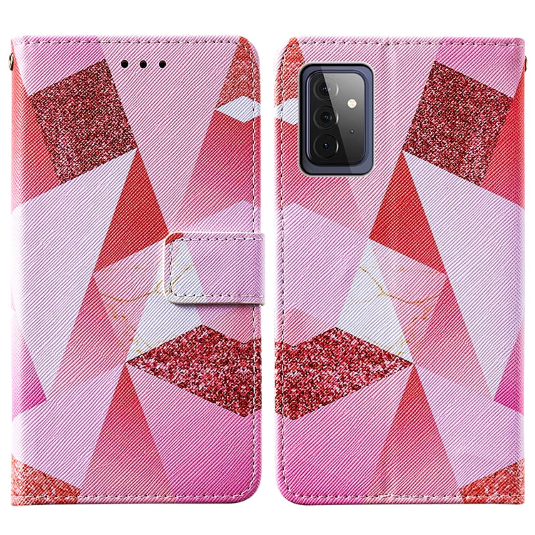 For Samsung Galaxy A72 5G / 4G Cross Texture Painting Pattern Horizontal Flip Leather Case with Holder & Card Slots & Wallet & Lanyard