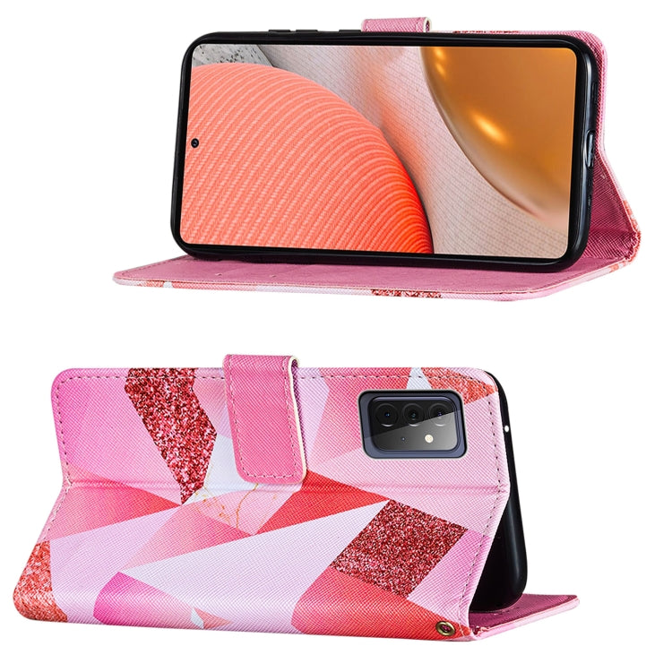 For Samsung Galaxy A72 5G / 4G Cross Texture Painting Pattern Horizontal Flip Leather Case with Holder & Card Slots & Wallet & Lanyard