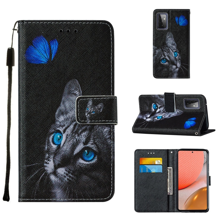 For Samsung Galaxy A72 5G / 4G Cross Texture Painting Pattern Horizontal Flip Leather Case with Holder & Card Slots & Wallet & Lanyard