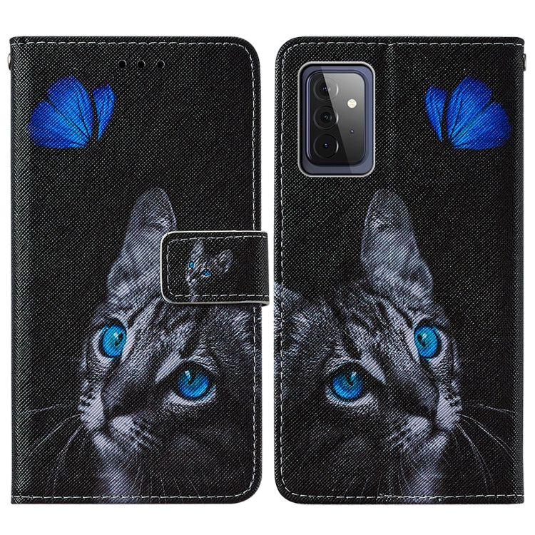 For Samsung Galaxy A72 5G / 4G Cross Texture Painting Pattern Horizontal Flip Leather Case with Holder & Card Slots & Wallet & Lanyard