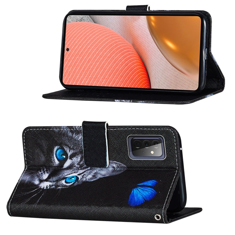For Samsung Galaxy A72 5G / 4G Cross Texture Painting Pattern Horizontal Flip Leather Case with Holder & Card Slots & Wallet & Lanyard