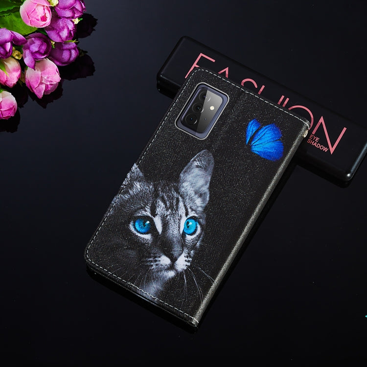 For Samsung Galaxy A72 5G / 4G Cross Texture Painting Pattern Horizontal Flip Leather Case with Holder & Card Slots & Wallet & Lanyard