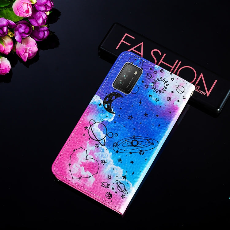 For Xiaomi Poco M3 Cross Texture Painting Pattern Horizontal Flip Leather Case with Holder & Card Slots & Wallet & Lanyard