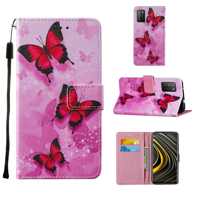 For Xiaomi Poco M3 Cross Texture Painting Pattern Horizontal Flip Leather Case with Holder & Card Slots & Wallet & Lanyard
