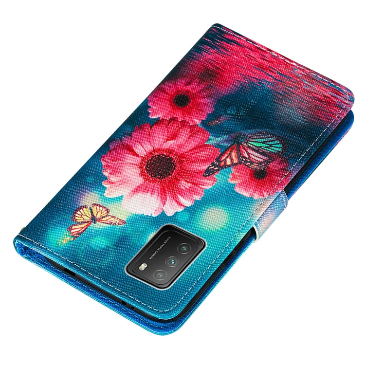 For Xiaomi Poco M3 Cross Texture Painting Pattern Horizontal Flip Leather Case with Holder & Card Slots & Wallet & Lanyard
