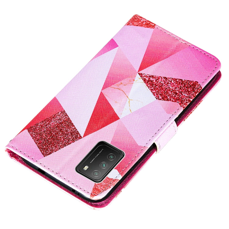 For Xiaomi Poco M3 Cross Texture Painting Pattern Horizontal Flip Leather Case with Holder & Card Slots & Wallet & Lanyard