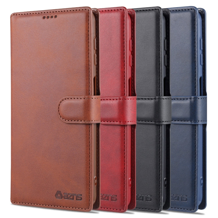 For Samsung Galaxy A12 AZNS Calf Texture Horizontal Flip Leather Case with Holder & Card Slots & Wallet & Photo Frame