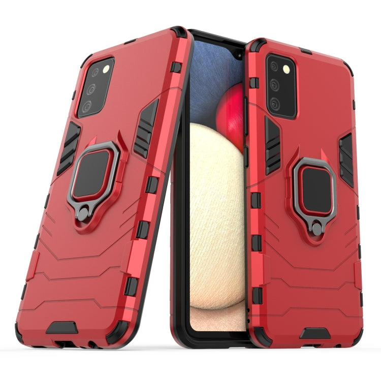 For Samsung Galaxy A02s(EU Edition) PC + TPU Shockproof Protective Case with Magnetic Ring Holder